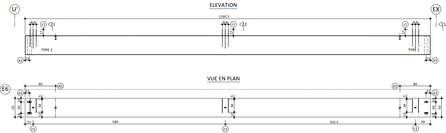 Bản vẽ COF 2D - Dầm chính R ngoài biên