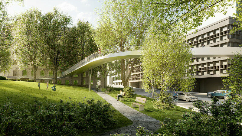 The Wiborada pedestrian bridge in St. Gallen was used as a case study to develop a new AI assistant.