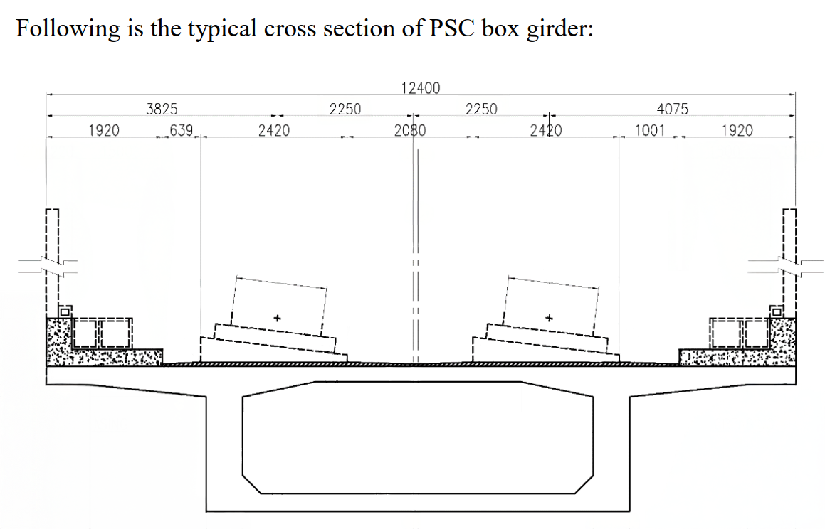 Cross-section of a PSC box girder for HSR bridge.
