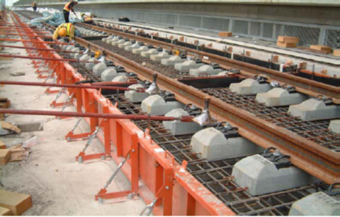 This image illustrates subgrade, rails, and sleepers in a high-speed railway system under construction.