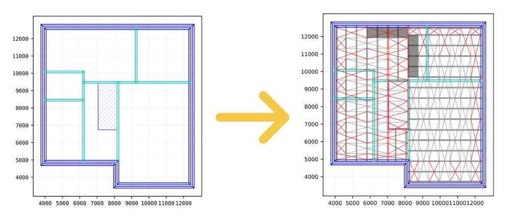 The DAISY AI software designs timber floors by automatically arranging joists and trusses within minutes.