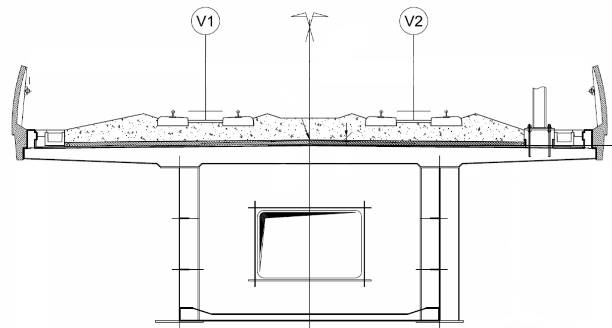 Continuous steel girder railway bridge.